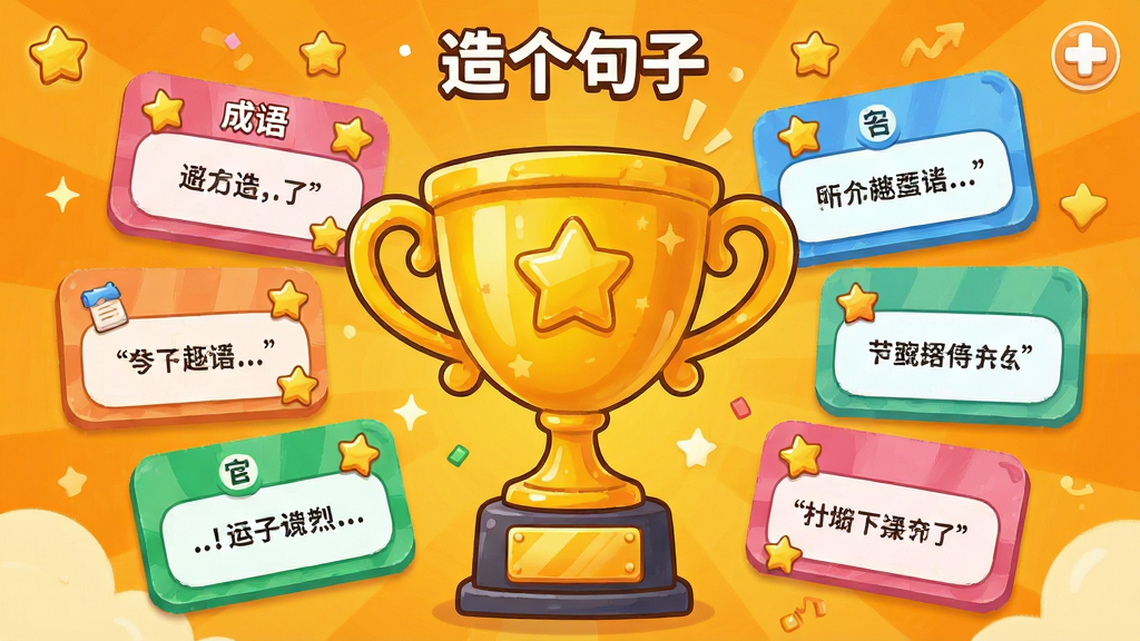 չʾ��������ӡ�App�е�Ȥζ������ս���棬����������һ���޴�Ľ�ɫ��������Χ�����Ų�ͬ��ɫ������Ƭ����Ƭ��д�г���;��ӣ�����Ϊ���õĳȻ�ɫ����ͨ���ϸ�ڷḻ�����ʸɾ����޶���Ԫ��