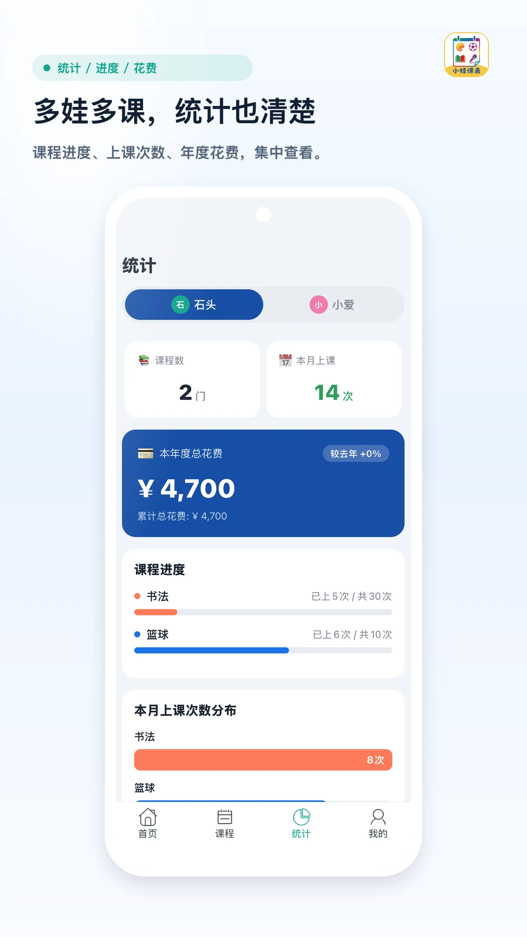 小娃课表截图