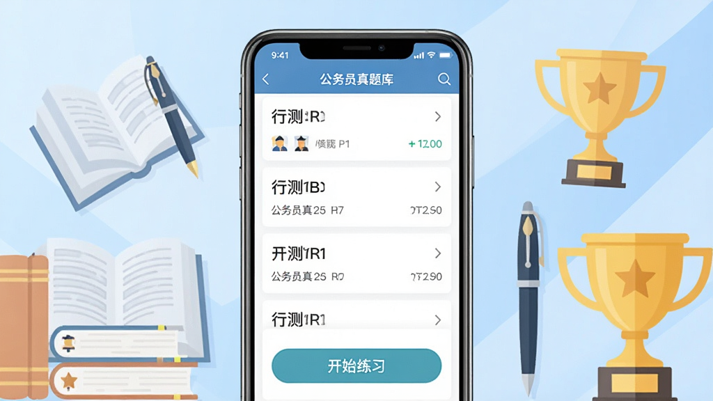 ���Ӿ�չʾ����Ա���������APP���棬������ʾ�ֻ���Ļ����Ļ�����в������б��͡���ʼ��ϰ����ť������Ϊ����ɫ���䣬�����鱾���ʡ�������ѧϰԪ�أ����幹ͼ���У��Ű��࣬��ƽ�����ϸ�����������ʸɾ����޶���Ԫ��