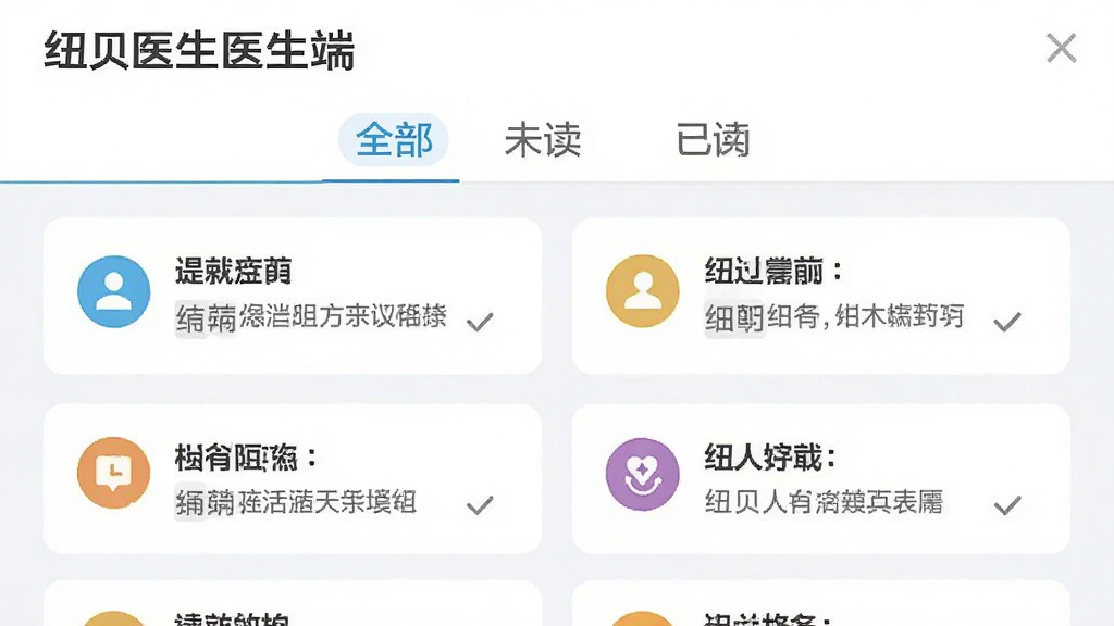 ͼƬչʾ��Ŧ��ҽ��ҽ���ˡ���֪ͨ���Ľ��棬������ȫ����δ�����Ѷ�������ǩ���·������Ų�ͬ���͵�֪ͨ��Ƭ��ÿ��֪ͨ����ͼ�������ժҪ��������ˬ������ǳɫ��������ƽ����ƣ����ʸɾ����޶���Ԫ�ء�