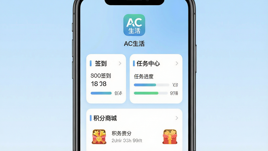 ��������Ϊһ�������ֻ���ĻչʾAC���������棬��Ļ�Ϸ���ʾ��AC���Ӧ��ͼ�������ƣ��������������֡�ÿ��ǩ�������������ġ��������̳ǡ������ܿ�Ƭ������Ϊ��͵�ǳ������ɫ�������Ű���жԳƣ����ñ�ƽ����Ʒ��ϸ�ڰ����������֡����������������ͼ���Ԫ�أ����ʸ���ɾ����޶�������