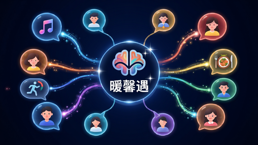 ���壺һ�����������������ͼ�������ǡ�ůܰ����Logo���������������ʵ����������Ų�ͬ���û�ͷ�����ݣ�������չʾ��Ȥͼ�꣨�����֡����С���ʳ�������֣����ĶԳ�ʽ��Logoλ�����У�ͷ�����ݾ��ȷֲ����ܡ��Ű棺�����������򣬲�η���������ִ��Ƽ��磬����Ϊ����ɫ��������ͷ�񷢹⡣ϸ�ڣ�Logo���������������ǰ㶯̬���졣���ʣ�8k�����壬ɫ�����ޣ��ɾ��޶���Ԫ�ء�