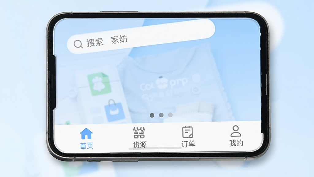 ��������Ϊһ�������ֻ���Ļ����ʾ���Ҽҷġ�APP�����棬��������չʾ����ҳ��������Դ�����������������ҵġ��ĸ��ײ�����������Ļ�Ϸ��������򣬱���������͵�ǳ��ɫ���䣬�����Ű���������ִ���ƽ�����ϸ�ھ��£����ʸ���ɾ����޶���Ԫ��