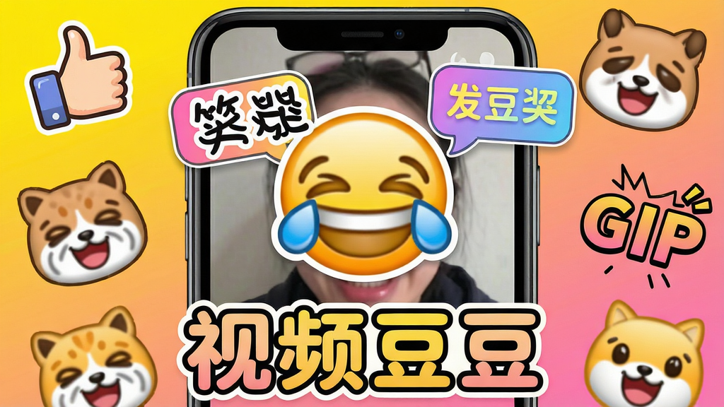 һ�����ɻ��õĲ廭���Ԥ��ͼ�������������ֻ���Ļ����Ļ����ʾһ������Ƶ��ȡ��������̬���飬���ϵ����˿��ŵġ�Ц�ޡ�������ֽ�Ͳ�ɫ�������ݣ���Ļ��Χɢ���Ÿ��ֱ����Ԫ�أ�����޴�Ĵָ����Ц����������̬GIF�����ȣ�����Ϊ�����Ļ�ɫ�ͷ�ɫ���䣬���֡���Ƶ����������Ƥ��Բ������ʾ�ڵײ���������Ȥζʮ�㣬���ʸ��壬��ͼ�������޶���Ԫ�ء�