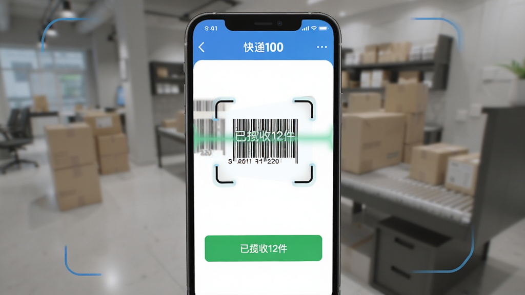 ���100�ռ���APP������ɨ�����������ͼ���ֻ���Ļ����ʾ�����������ɨ�趯�����·��С�������12������ɫ��ʾ��ť�������黯����ͻ�����壬�������ִ�����ɫ��ɫ��������ɾ�����Ʒ����չʾ���