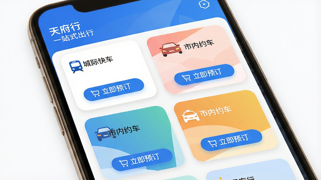 ���壺�츮��APP�Ķ๦�ܷ�����棬�ֳɶ��ģ�飬ÿ��ģ����ʾ��ͬ���з�ʽ���硰�Ǽʿ쳵����������Լ�����������֣��ֻ�����չʾ��ģ���Կ�Ƭʽ���У�ɫ�����֡��Ű棺ÿ����Ƭ����Сͼ������ƣ��ײ��С�����Ԥ������ť���������������ɫ������Բ�ǿ�Ƭ��ϸ�ڣ���Ļ����ʾ���츮�С���������һվʽ���С��������ɾ������ʣ����壬�ɾ����޶���Ԫ�ء�
