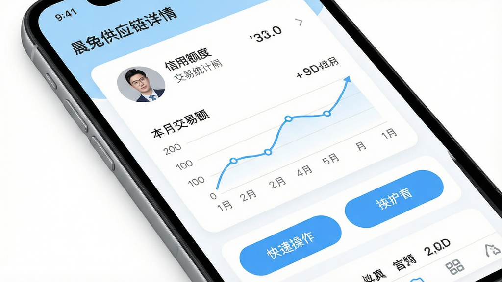 ��������Ϊ�ֻ���Ļ��д��չʾ�����ù�Ӧ�����ͻ�����ҳ��������ϵ��ͷ�񡢽���ͳ������ͼ���ݲ�����ť�����ֲ��ÿ�Ƭʽ��ֱ���С��Ű����ִ���Լ����ɫΪǳ�����ɫ��Բ�ǿ�Ƭ��ϸ����ʾ�����ö�ȡ��������½��׶���ֶΡ����ʸ��壬ͼ���������������ף�����ɾ��޶������ݡ�