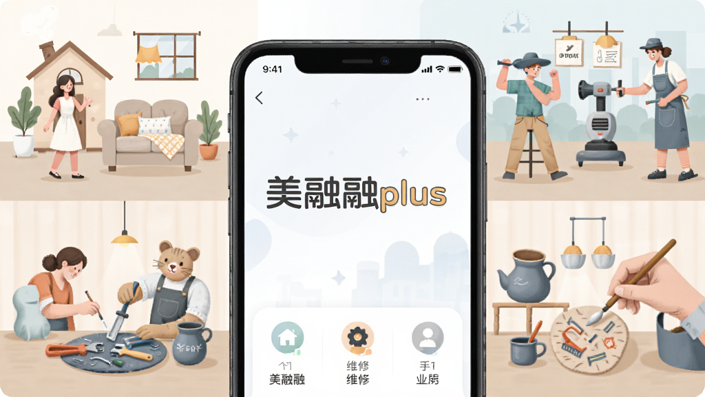 ���Ӿ�չʾ������plus�ֻ�Ӧ�ý��棬��Ļ���С�������plus�������������ںϳ���������񳡾����������ά�ޡ��ֹ��յ�Ԫ�أ����־��У��Ű��࣬�ִ���ƽ�����ϸ�����������ʸ��壬�ɾ��޶���Ԫ��