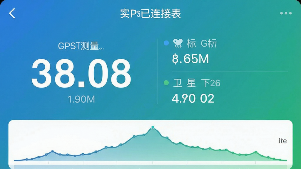 ���壺��ʵʱ���α���Ӧ�ù��ܽ����ͼ���ͼ��չʾGPS����ҳ�档���֣����Ϊ���δ�������ʾ���Ҳ�Ϊ�����������������ݡ��Ű棺�����ƽ����������������������ִ�App UI������̽�����ɫ����ϸ�ڣ���Ļ������ʾ��GPS�����ӡ����ײ��к�������ͼ�����ʣ��������ȣ��ɾ����޶���Ԫ�ء�
