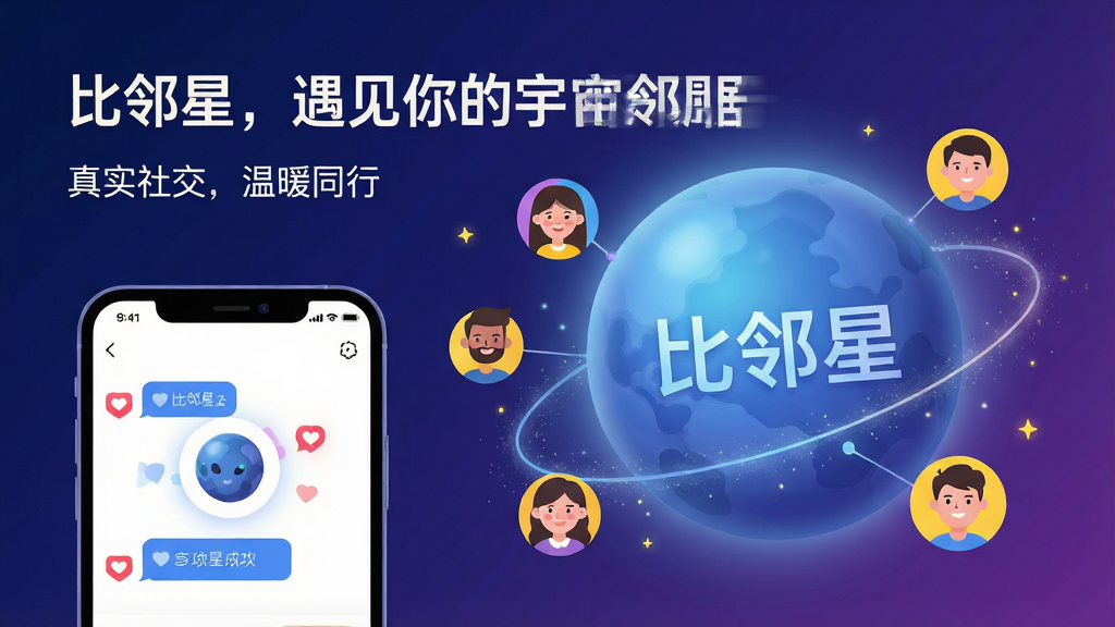 ���壺�������ǡ��罻APP�Ĵ�����������������������һ��ɢ������͹�â����ɫ�������������Լ���֡������ǡ������֣�������Χ�����Ŷ��΢Ц�Ŀ�ͨ����ͷ�������û����ӡ����֣�����ռ�ݻ�������ƫ�ң����������������ֻ����棬������ʾƥ��ɹ��������Ű棺�Ϸ����ֱ��⡰�����ǣ�������������ھӡ����·����ġ���ʵ�罻����ůͬ�С������������������ִ���ƽ�廭�磬ɫ������������ɫ����Ϊ������������ɫ��׺�����ݿƼ�������ܰ�С�ϸ�ڣ����������ϸ��Ĺ��κ��ǳ����ӣ�����ͷ������������ֻ������жԻ���Ͱ���ͼ�ꡣ���ʣ�4K���壬�ɾ����޶���Ԫ�ء�