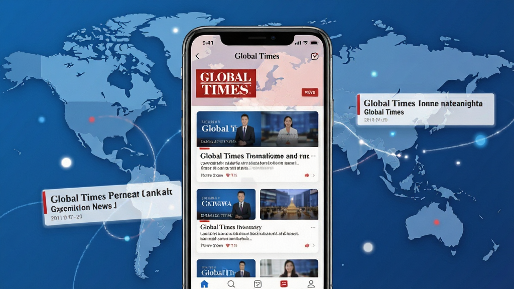 ���ſͻ������Ӿ�ͼ����������Ϊ�����ֻ�չʾGlobal TimesӦ�ý��棬�����ں������ͼ������ͷ��Ԫ�أ�����ִ���Լ����ɫΪ��ɫ���������ɫ���ɫ��׺��ͻ����Global Times��Ʒ�Ʊ�ʶ�������Ű����������ſ�Ƭ�������룬���ʸ��壬�ɾ��޶���Ԫ�ء�