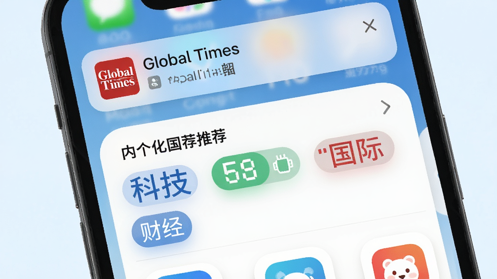 �ֻ�֪ͨ������չʾ��������ʾ��Global Times������֪ͨ���·�ΪӦ���ڸ��Ի��Ƽ��б��������Ƽ����ƾ������ʵ�Ƶ����ǩ�������ˬ��ͼ��Բ��ɫ���������������ţ�ͻ�������Ƽ����ܣ����ʸ��壬�ɾ��޶���Ԫ�ء�
