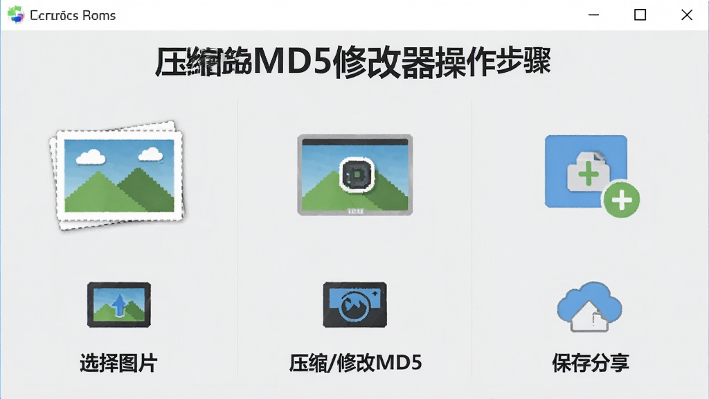 һ��չʾͼƬѹ��MD5�޸�����������Ľ�ͼ�������Ϊ������ѡ��ͼƬ��ѹ��/�޸�MD5�����������ÿ���·��ж�Ӧͼ�꣬���岼��������ɫ������������Ϊ����ɫ������Ԫ�ظɾ������ʸ���