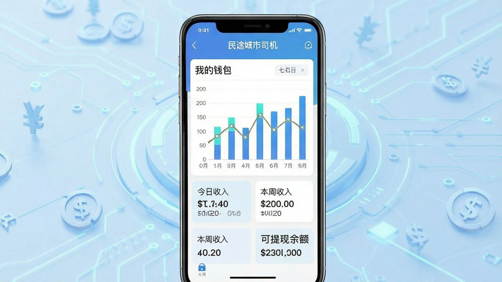 ����Ϊһ�š���;����˾����APP�ġ��ҵ�Ǯ���������ͼ����Ļ������״ͼ������ͼ��ʽչʾ�������������ƣ��·������г����������롱�����������롱�롰�������������ݿ�Ƭ������Ϊ�ֻ������������չʾ������Ϊ���л��ҷ��ŵĵ���ɫ�Ƽ��е��ơ�������ִ������ݿ��ӻ���ϸ�����ע����;����˾���������ڽ��涥��������������ɫ�����ʣ�����ɾ��޶���װ�Ρ�
