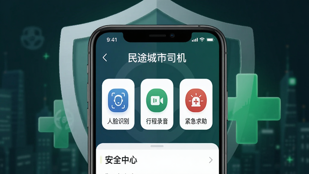 ����Ϊ�ֻ���Ļ��ʾ����;����˾����APP�İ�ȫ���Ľ��棬�������������ʶ�𡱡����г�¼��������������������������ͼ�ꡣ�������ֻ�����Ϊ��������Ϊ������ȫ�Ķ�������ɫʮ��Ԫ�ء����������ִ���ͼ�����������ϸ����ͻ������;����˾�����İ�ȫ�������ƣ�����������ɫ�ʺ�г���޶���Ԫ�ء�
