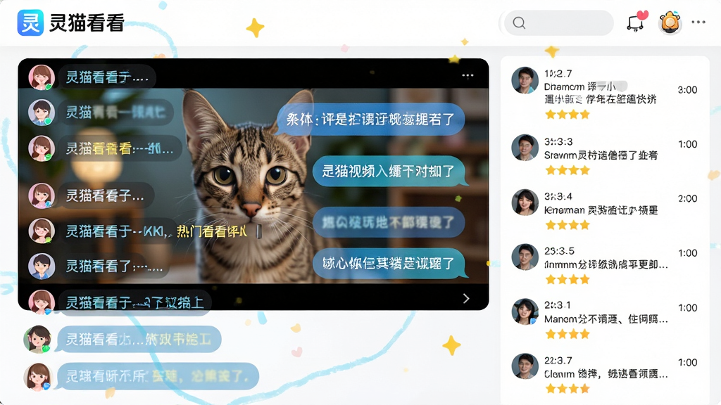 ���壺��è������������ҳ�棬չʾĳ������Ƶ�ĵ�Ļ���۳�������Ļ�����û�ͷ�����������ݣ����֣���Ƶ�·�������Ļ���Ҳ�Ϊ�������б����Ű棺��Ļ�ᴩ���棬���۰�ʱ�����У���񣺻������죬�罻��ΧŨ��ϸ�ڣ���Ļ��������Ƶ�����ںϣ������С���è��������ʶ�����ʣ�����������ɫ���������޶���UI����
