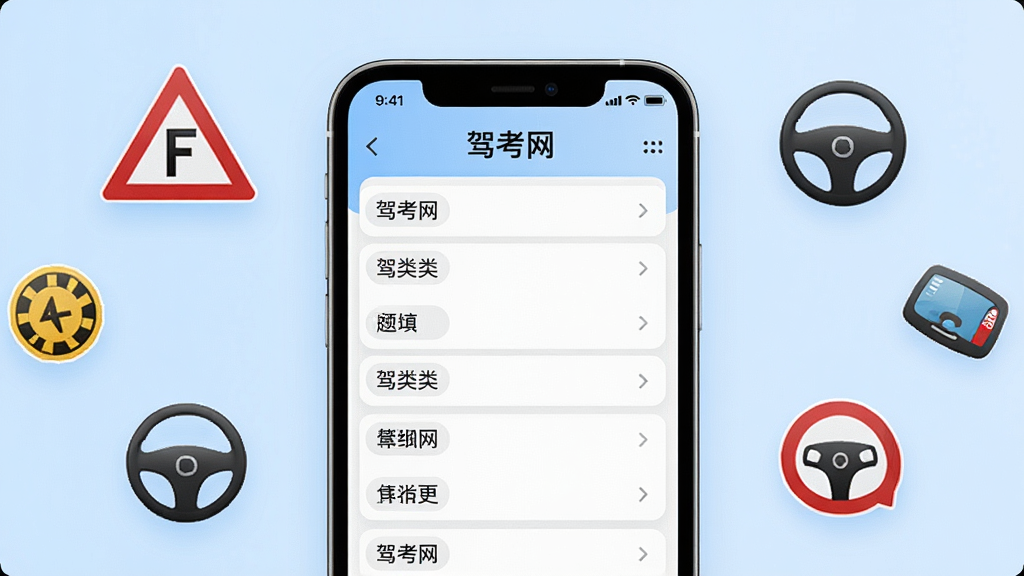 一张应用功能截图风格的概念图,画面中央为打开的手机屏幕,屏幕上显示