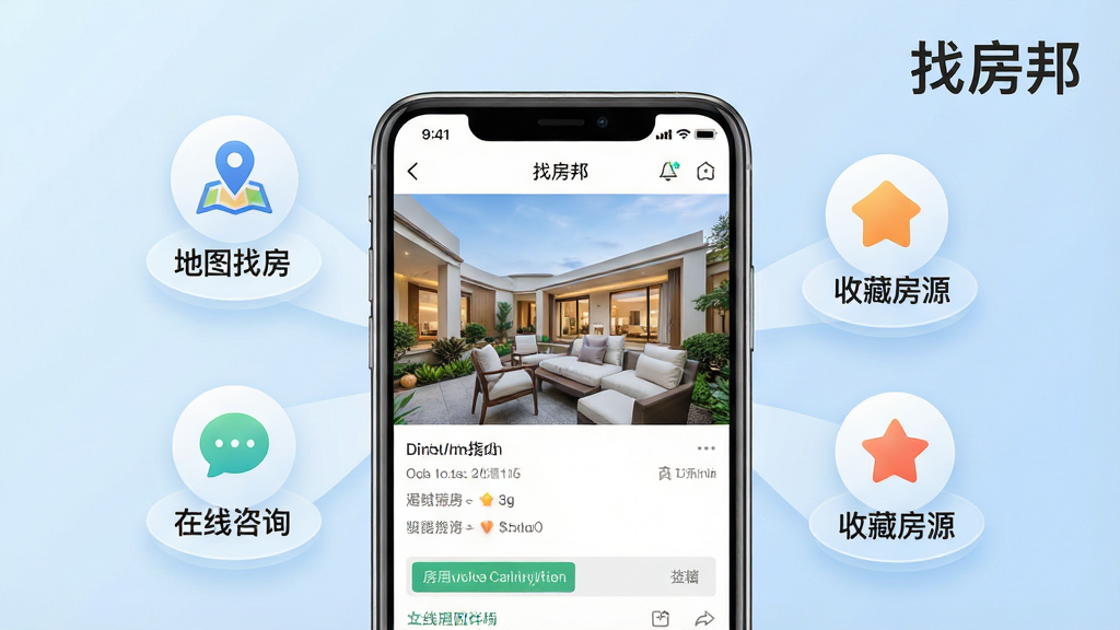 һ���ҷ���Appʹ�ý̵̳���ͼ������������һ���ֻ�����Ļ��ʾ��Դ����ҳ���ֻ���Χ�С���ͼ�ҷ�������������ѯ�������ղط�Դ����ͼ������������Ϊ��͵�ǳ��ɫ���䡣ͼƬ������£��Ű��в�Σ�ϸ�ڷḻ�����ʸ��壬�ɾ��޶���Ԫ�أ��ֻ���Ļ���Ͻ��С��ҷ��������