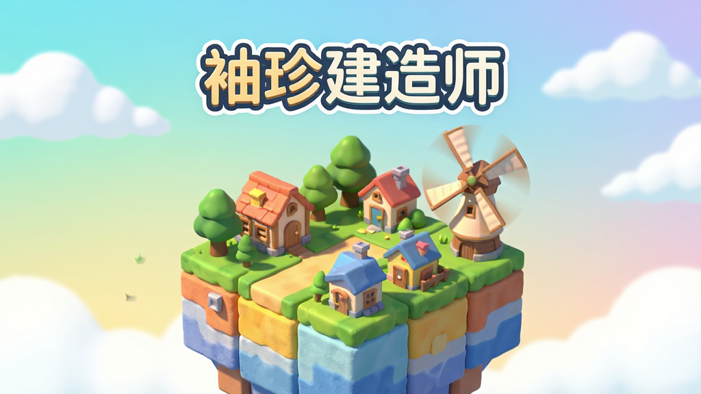 ���壺��Ϸ������չʾ�����佨��ʦ��LOGO��һ��ɫ�ʰ�쵵����巽��С�������ϴ������µطֲ������㷿�ݡ���ľ�ͷ糵�����֣�LOGO����ƫ�ϣ�С��ռ�ݻ�������ƫ�£��������ף�����Ϊ����������ƶ䡣�Ű棺���ֱ�ۣ�ͻ����Ϸ���������Ԫ�ء���񣺿�ͨ��Ⱦ������ͨ͸��ɫ����������ͣ������������ǵ��ԡ�ϸ�ڣ����������ϸ΢��ĥɰ�������������������Ȼ��Ӱ���糵ҶƬ΢΢ת�������ʣ�����4K���ɾ��޶���Ԫ�ء�
