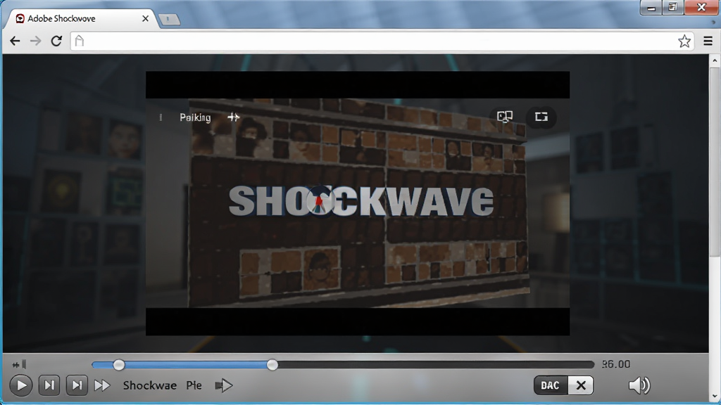 Adobe Shockwave Player ��������ȫòչʾ������Ϊ������в��� Shockwave �������ݣ�����Ϊ���в��Ŵ��ڼӵײ����������Ű������������Ϊ�ִ��Ƽ��У�ϸ�ڰ������Ž������������л���ť������ͼ�꣬���ʸ��壬�ɾ����޶���Ԫ��