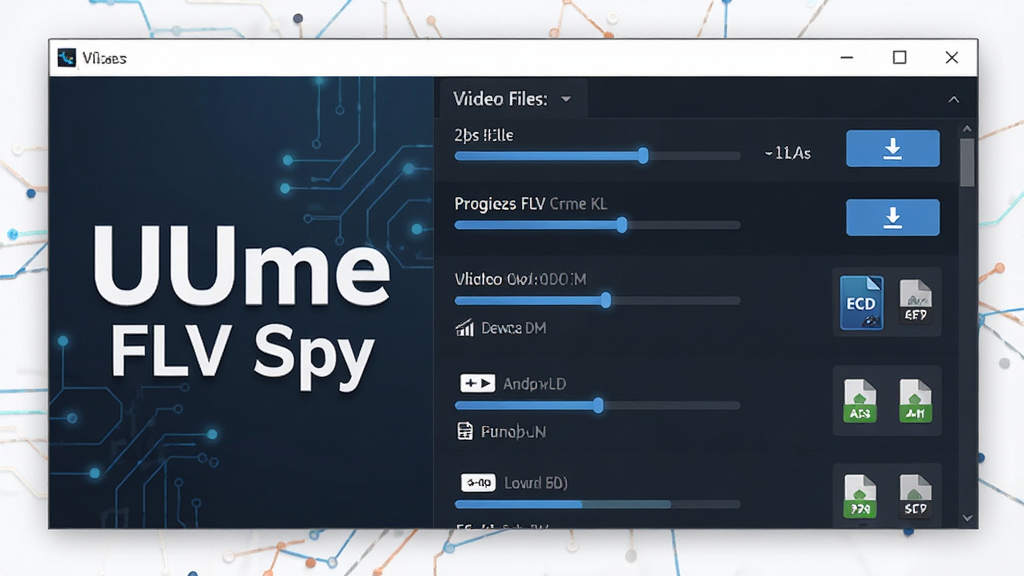 ������һ�������������洰�ڣ����ֲ������ҷ�����ƣ����Ϊ�������ơ�UUme FLV Spy������ĿLOGO���Ҳ�Ϊ��ǰ��̽������Ƶ�ļ��б����Ű��������룬���Ϊ�ִ��Ƽ��б�ƽ����ƣ�ϸ�ڰ��������������ذ�ť���ļ���ʽͼ�꣬���ʸ��壬����ɾ����޶���Ԫ��