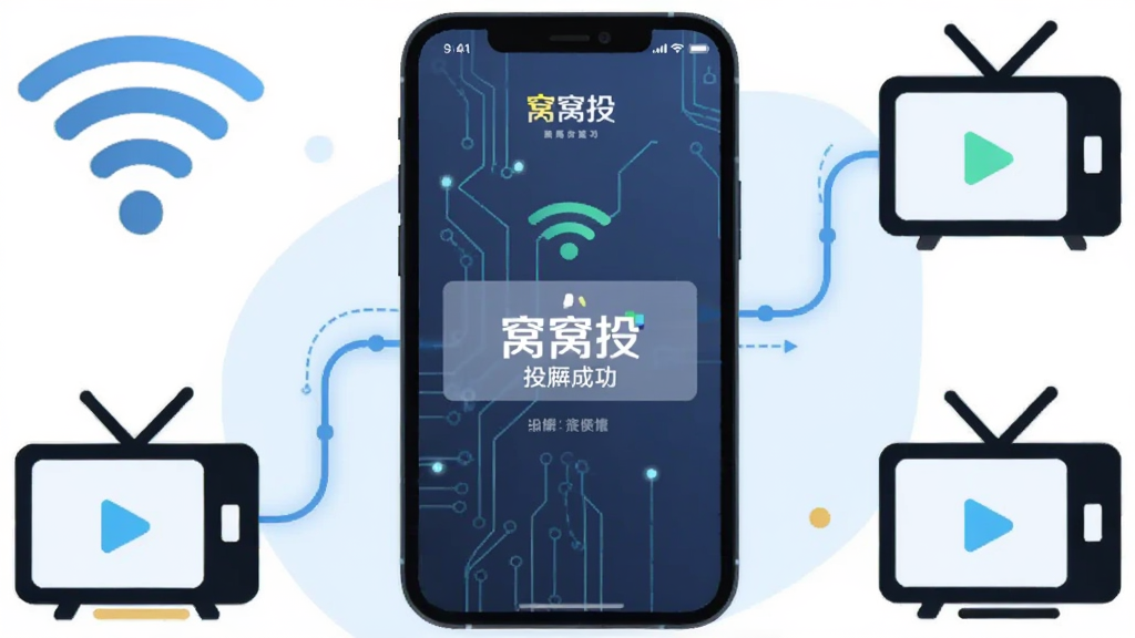 ������һ���ֻ���ʾ����ͶӦ�ý��棬����Ϊ�ֻ����У��Ű���Χ����WiFi�ź�ͼ��͵���ͼ�꣬���Ϊ��ƽ���Ƽ��廭��ϸ�ڰ����ֻ���Ļ��ʾ������Ͷ��Ͷ���ɹ���ʾ�������������������������ɾ����޶���Ԫ��