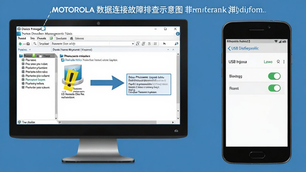 Motorola�������ӹ����Ų�ʾ��ͼ������չʾһ̨������Ļ��ʾ�豸���������棬������һ������ɫ��̾�ŵ��豸���Ա��м�ͷָ�������������ѡ���һ��չʾ�ֻ�USB���Կ��صĽ����ͼ��������Ϊ�̳�����Ϣͼ���Ű����������ʸɾ���������Ԫ��