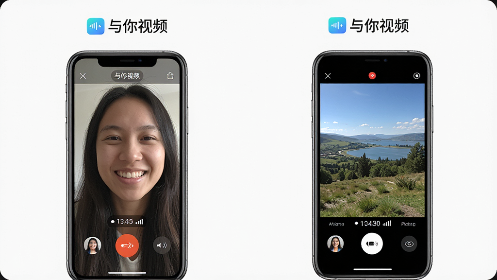 ��һ�š�������Ƶ��App�ĸ�����Ƶͨ������ͼ�������������ֻ�����չʾ������ֻ���ʾǰ������ͷ�����е�����Ц�����Ҳ��ֻ���ʾ��������ͷ����Ļ���羰���ֻ��Ϸ��С�������Ƶ�������ֱ�ʶ������Ϊ���ҶԳƣ����Ϊдʵ�Ƽ��磬ϸ�ڰ�����Ļ�ϵ�ͨ��ʱ����ʱ���������ź�ͼ�꣬���ʳ��壬�ɾ����޶���Ԫ��