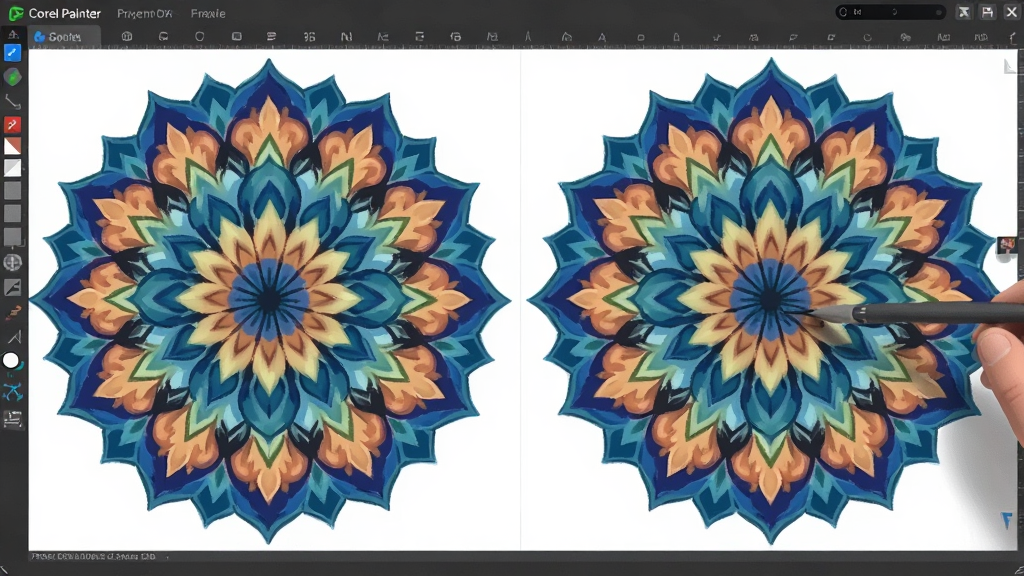 һ�� Corel Painter �Գƻ滭���ܵ�ʾ��ͼ�����������ڻ���һ���ԳƵ�������ͼ��������������ȫ���񣬱����Ǽ��Ĺ����������дʵ�����������ɾ����޶���Ԫ��