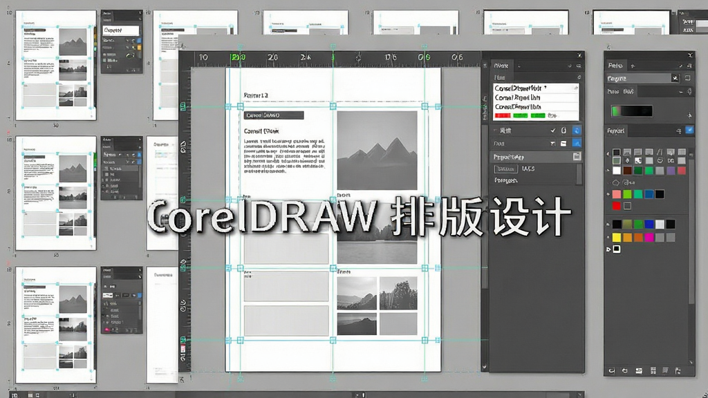 һ��CorelDRAW��ҳ�����Ű�ʾ��ͼ������չʾ���ҳ������ͼ�����Ų�����ҳ���пɼ��ı���ͼƬ���븨���ߣ����ֲ�������ϵͳ���Ű��������򣬷��Ϊ�����Լ��ϸ�ڰ���ҳ�롢������ʽ��塢ɫ��ģʽָʾ�����ʸɾ����޶���װ��Ԫ�أ������д������֡�CorelDRAW �Ű���ơ�