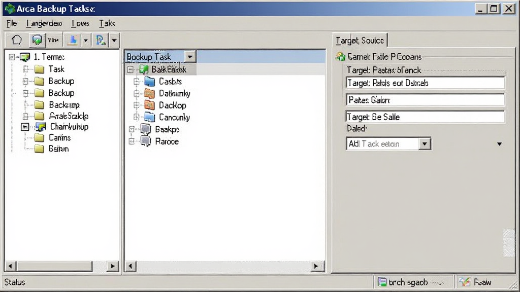 Areca Backup �����������ͼ��չʾ���������б���״̬���������࣬���Ϊ���������Ҳ�Ϊ����Դ��Ŀ��·����������������Ϊ���� Windows ����Ӧ�ã������������ɾ��޶���Ԫ��