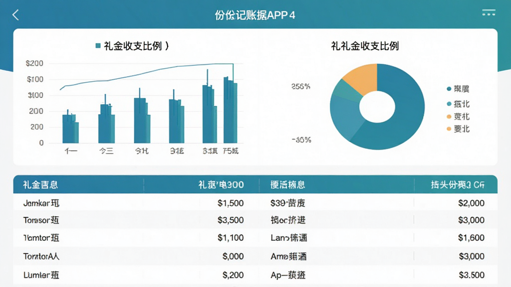 �ֻ�Ӧ������ͳ�ƽ��棬��������Ϊ���Ӽ���APP��ͳ��ͼ��ҳ�棬������״ͼ�ͱ�ͼչʾ�����֧������ͼ���·�����ϸ�������б�����ɫ������ɫΪ���������������࣬���ֹ��������ʸ��壬����ɾ����޶���Ԫ��
