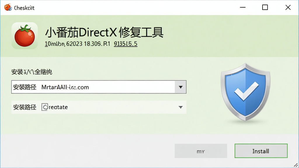 ����չʾ��С����DirectX�޸����ߡ��İ�װ���棬������ֻ�а�װ·��ѡ��Ͱ�װ��ť���Ա��ж���ͼ���ʾ��ȫ�����󣬱���Ϊ����ɫ�������ˬ�ɾ���ϸ�ڰ�������ͼ��Ͱ汾��Ϣ�����ʸ��壬�ɾ��޶���Ԫ��