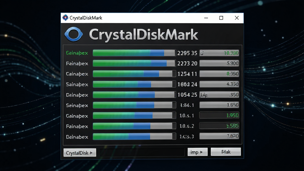 һ��չʾ CrystalDiskMark ���Խ����е�ͼƬ�������������������棬�������ж��������Ŀ�������У���ɫ����ɫ�Ľ�����������˸�����ݲ���ˢ�¡��������� 
