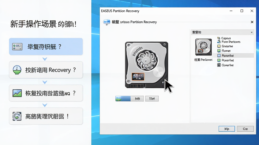 EASEUS Partition Recovery���ֲ�������������Ϊ����������ʾ�ָ��򵼣�������ಽ����ʾ�Ҳ����ѡ���Ű������ˣ�����ѧ��ʾ��ϸ�ڰ���������ʾ�����ָ�롢Ӳ��ͼ�꣬���ʸ���ɾ��޶���Ԫ��
