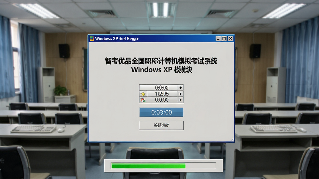 ȫ��ģ�⿼�����棬��������ʾ���ǿ���Ʒȫ��ְ�Ƽ����ģ�⿼��ϵͳWindows XPģ�顱�Ŀ��Ե�¼���ڣ�����Ϊ��׼���������֣���Ļ���е���ʱ���ʹ�������������������ʽ��ϸ�ڷḻ�����������ɾ�
