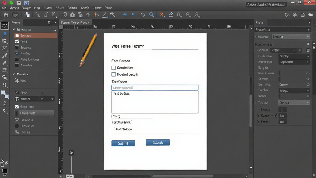 Adobe Acrobat Professional �����������棬����Ϊ�������������һ�ݵ����ʾ�����������Ϊ���뻭����ʾ�����ֶΡ���๤�������Ҳ��ֶ����ԣ��Ű��������򣬷��Ϊ����칫�磬ϸ�ڰ�����ѡ���ı����ύ��ť�����ʸ���ɾ����޶���Ԫ��