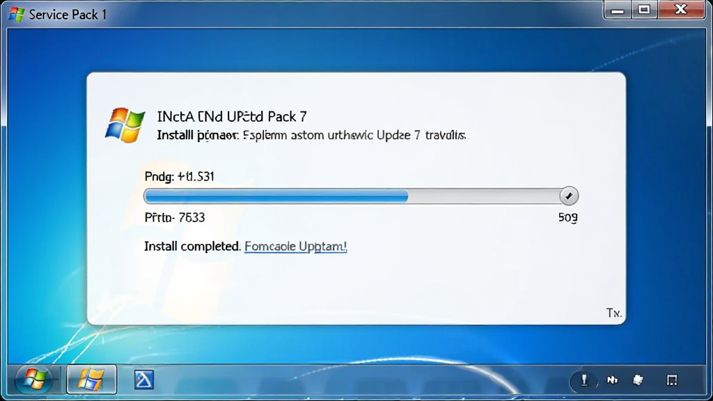 һ��չʾ Windows 7 Service Pack 1 ��װ�����ͼƬ������Ϊ������Ļ��ʾϵͳ���½����������־��У��Ű��࣬���Ϊ�Ƽ�дʵ��ϸ�ڰ��� Windows 7 ���䴰�ڽ��桢��ɫ����������װ�����ʾ���֣������������ɾ����޶���Ԫ��