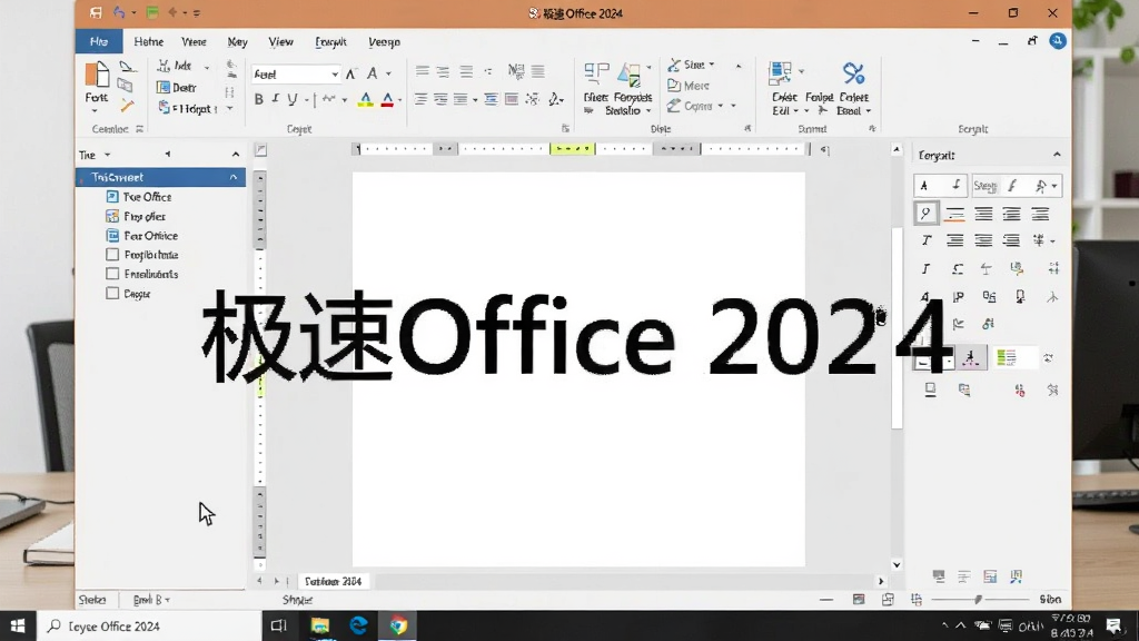 һ��չʾ����Office 2024���ֲ�������Ľ�ͼ���ͼ�����������ǵ�����Ļ�ϵ����������棬������ĵ��б����м������ֱ༭�����Ҳ��Ǹ�ʽ������壬��Ļ�·����������Ϳ�ʼ�˵�������������İ칫���棬���Ϊдʵ������ͼ�磬ϸ�ڰ����˵�������������״̬�������ָ�룬��������������ɾ����޶���Ԫ�أ�ͼƬ�����ֱ�עΪ