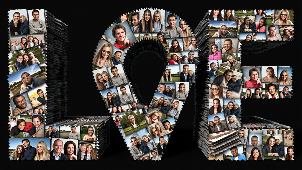 չʾ Shape Collage �������ڽ�������Ƭ�Զ�����һ���޴����ĸ��LOVE����״�У���Ƭ��������һ���������У�����ɫ�ʷḻ�ҳ�������������Ϊ��ɫ��ͻ��ƴ�����壬���Ϊ 3D ��ȾЧ����ϸ��ǿ����Ƭ�Ķѵ���θкͱ�Ե�������ȣ�����Ϊ�����壬�ɾ����޶���Ԫ��