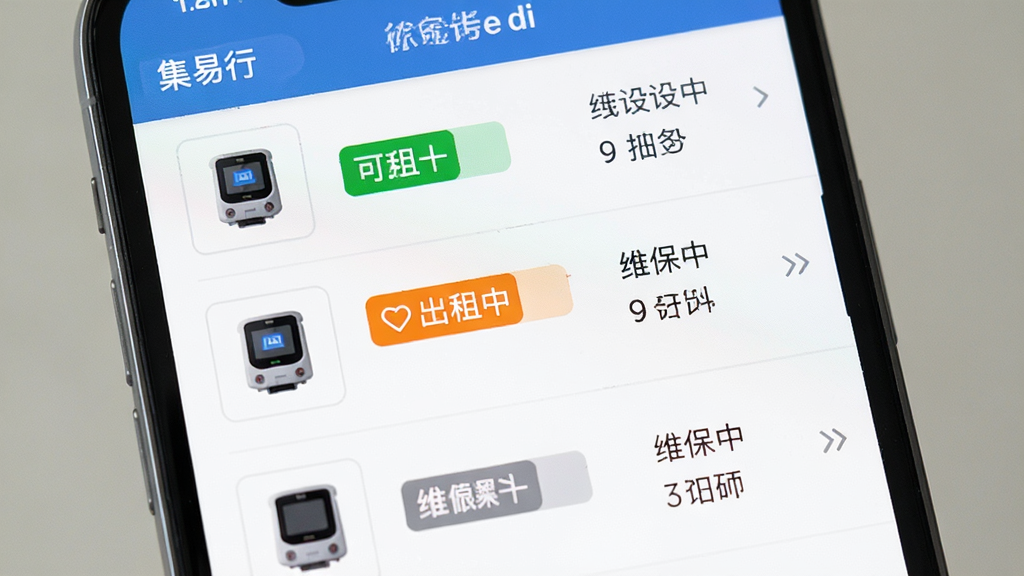 �������豸����������д������Ϊ�ֻ���Ļ��ʾ�豸�б���״̬��ǩ������Ϊ����豸����ͼ�Ҳ���ϸ��Ϣ�����Ϊ����ƽ����ƣ�ϸ�ڰ�����ɫ���á���ɫ�����С���ɫά���е�״̬��ʶ����������������ɾ����޶���Ԫ��