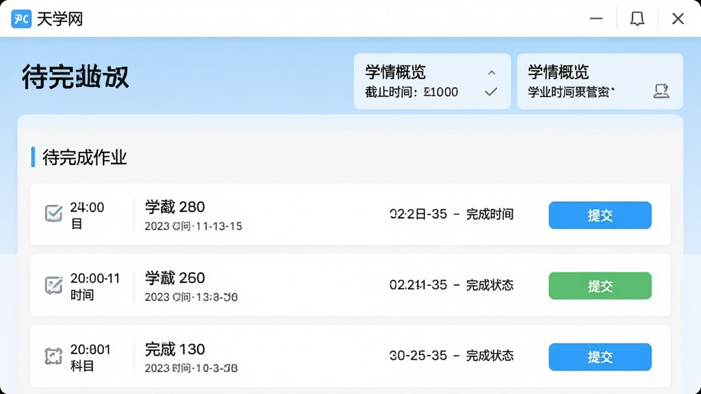 ��ѧ��PC�ͻ��� �༶��ҵ�������棬����չʾ��ҵ�б���ÿ����ҵ��ʾ��Ŀ����ֹʱ�������״̬�������а༶������ѧ��������������࣬��ɫ��Ϊ��ɫ��ǳ��ɫ����Ļ�����ְ���