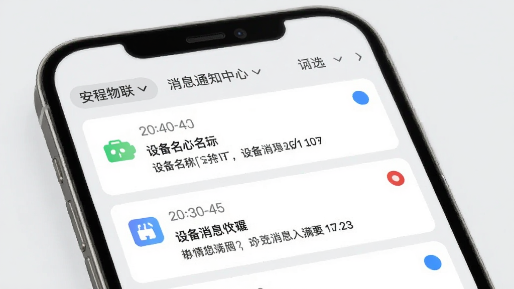 ����������Ϣ֪ͨ���Ľ��棬����չʾ�ֻ���Ļ��ʾ����֪ͨ��Ƭ������ʱ������豸���ơ���ϢժҪ��������ɸѡ��ǩ������Ϊǳ��ɫ�������ˬ��Լ��ϸ�ڰ���֪ͨͼ�ꡢδ�����Բ�㣬���������ɾ����޶���װ��