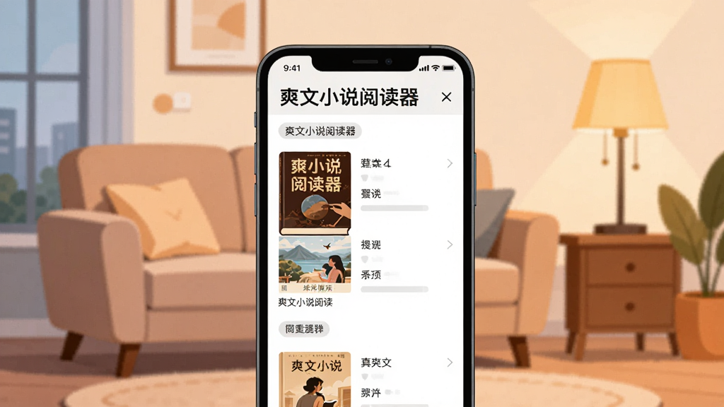 һ��չʾ�ֻ��Ķ������Ĳ廭������������һ�����������ֻ�����Ļ����ʾ��ˬ��С˵�Ķ��������鼮�б����棬��������ܰ�����ڻ�������ɳ����̨�ƣ����ּ�࣬����ִ���ƽ����ϸ�ڰ����鼮����ͷ����ǩ�������������ɾ����޶���Ԫ��