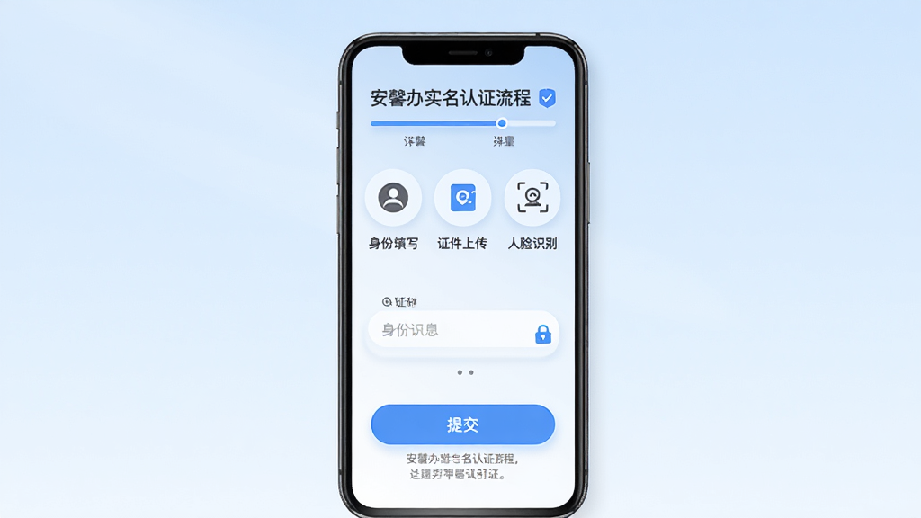 ��ܰ��ʵ����֤���̽��棬����Ϊ�ֻ���Ļ��չʾ��֤��������ҳ������������Ϣ��д��֤���ϴ�������ʶ����������ͼ�꣬�·����ύ��ť����ʾ���֣�����Ϊ����ɫ���䣬������¼�࣬ϸ�ڰ�����������Բ������򡢰�ȫ��ͼ�꣬���������ɾ����޶���Ԫ��
