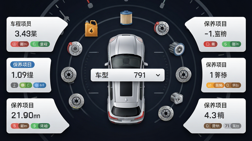����ά���뱣��ȫ�����ֲᳵ�ͱ�����ѯ���棬����������һ����ɫSUV�ĸ���ͼ����Χ�����Ż���Ͱ����������ɲ���̵����ͼ�꣬����Ϊ���η���״���Ű��м��ǳ���ѡ�������������Ǳ�����Ŀ��Ƭ�����Ϊ�ִ���Լ�Ǳ��̷磬ϸ�ڰ���������֡���ɫ��ǩ���������������ʸ��壬�ɾ����޶���Ԫ��