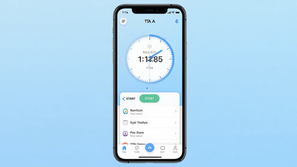 һ��չʾTITAרעAPP��������ֻ�����ͼ�������������ֻ���Ļ����Ļ����ʾTITAרע��רע��ʱԲ�α��̺������б�������Ϊǳ��ɫ���䣬��������£�ϸ�ڰ���ʱ�����֡���ʼ��ť�͵ײ������������ʸ��壬�ɾ����޶���Ԫ��
