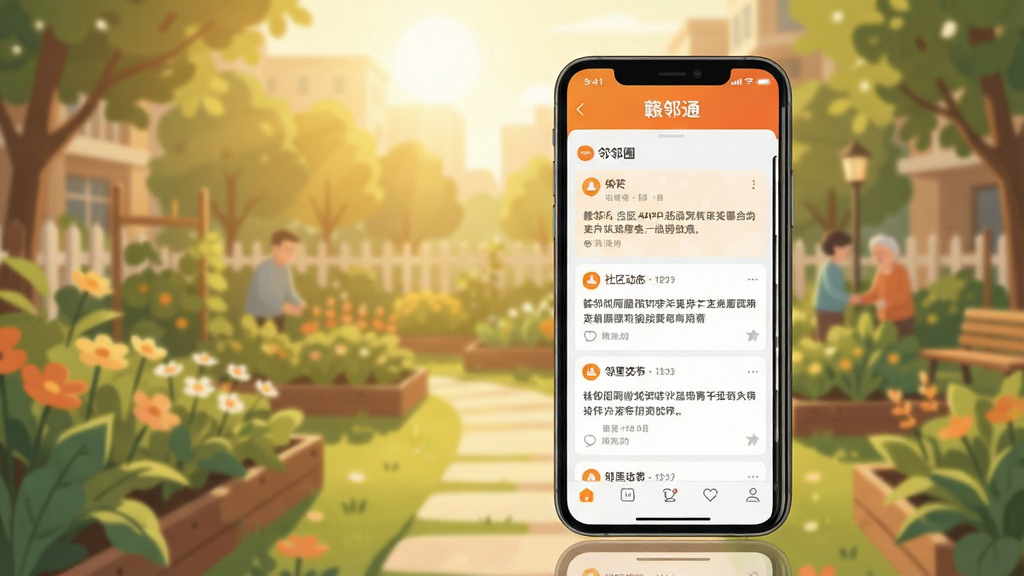 һ�š�����ͨ��APP����Ȧ���ܽ���չʾͼ����������Ϊ�ֻ���Ļ����Ļ����ʾ������̬��Ϣ���빫��������ɫ��ů��ɫ�Ͱ�ɫΪ��������Ϊ�������ĵ�������԰�������ܰ��ƽ��ϸ�����������ʸɾ����޶���Ԫ��