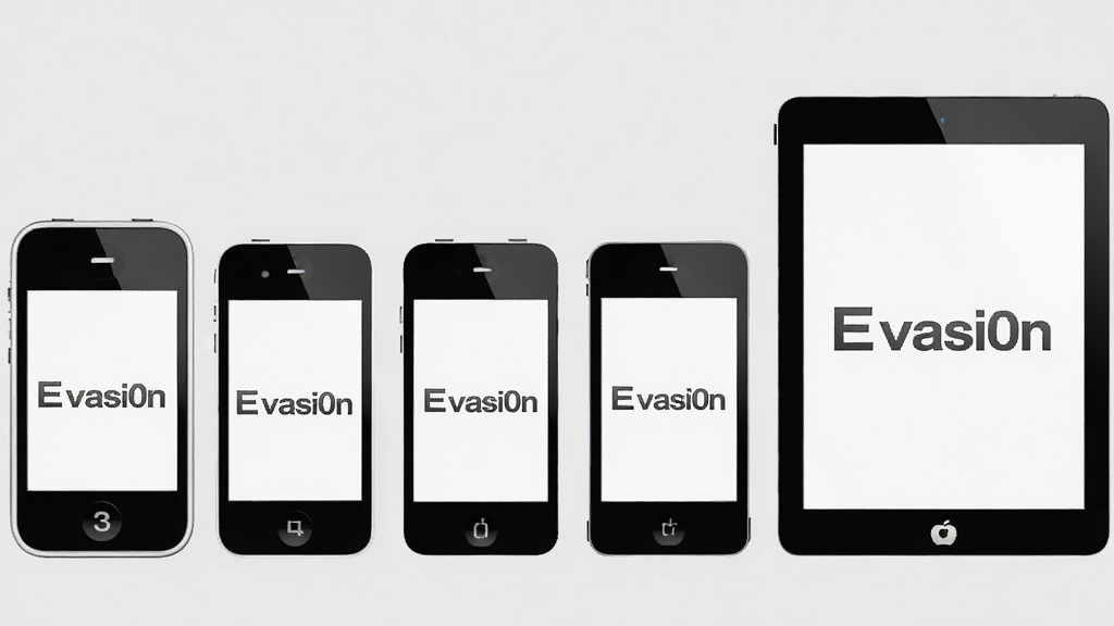 һ��չʾEvasi0n���ݶ��iOS�豸��ͼƬ��������������iPhone 3GS��iPhone 4��iPhone 4S��iPhone 5��iPad���豸������ÿ̨�豸��Ļ��ʾ��Evasi0n�����ݱ�ʶ������Ϊǳ��ɫ�������ˬ�������������ɾ��޶���Ԫ��