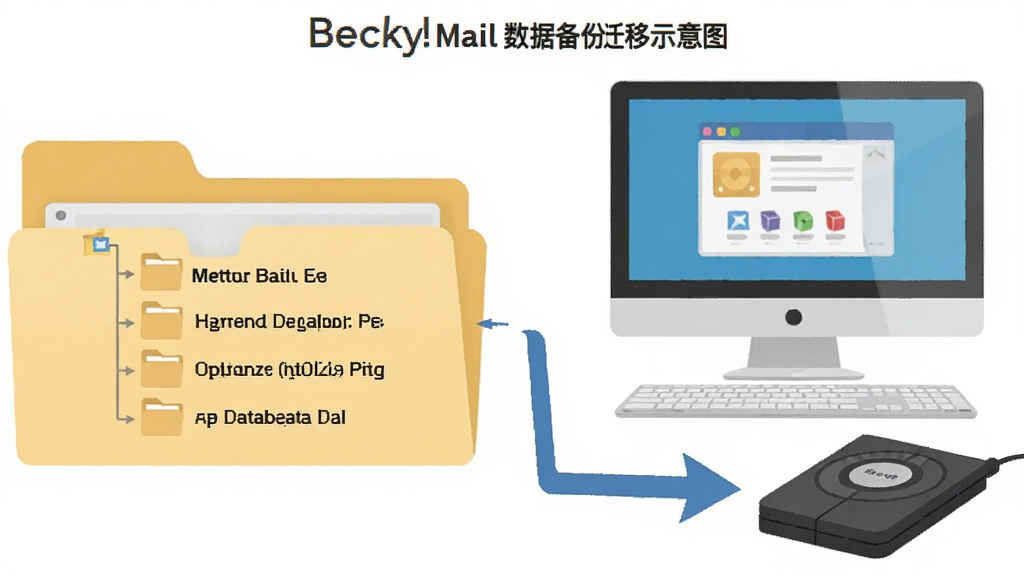 Becky! Internet Mail ���ݱ�����Ǩ��ʾ��ͼ����������ʾһ���ļ���Ŀ¼�ṹ����������ʼ����ݿ��ļ����Ա���һ̨������һ���ƶ�Ӳ�̣���ͷʾ�����ݴӵ��Ը��Ƶ�Ӳ�̣������������ˣ����ñ�ƽ���廭��񣬻��ʸɾ����޶���Ԫ��